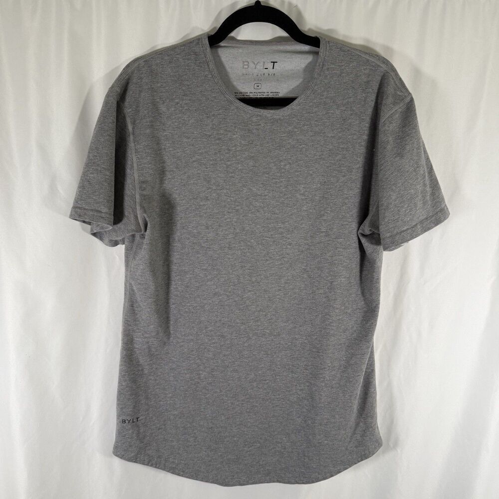 Bylt Shirt Men's Medium Grey Drop Cut Short Sleeve Lux Crewneck